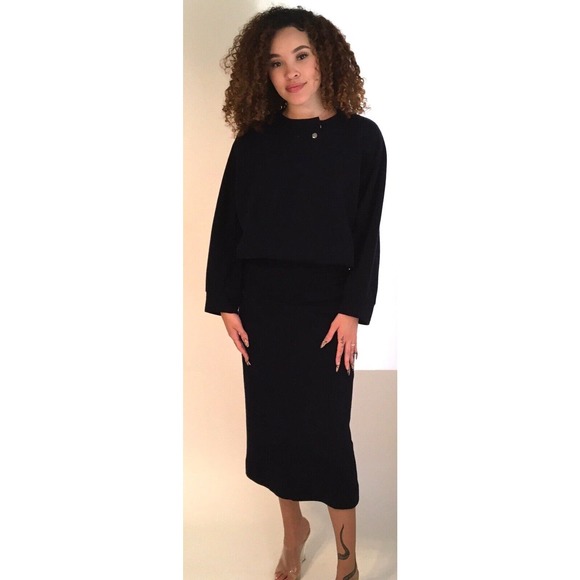 Karl Lagerfeld Jackets & Blazers - Karl Lagerfeld France Women's Size 36/6 Two Piece Navy Blue Top & Skirt Vintage